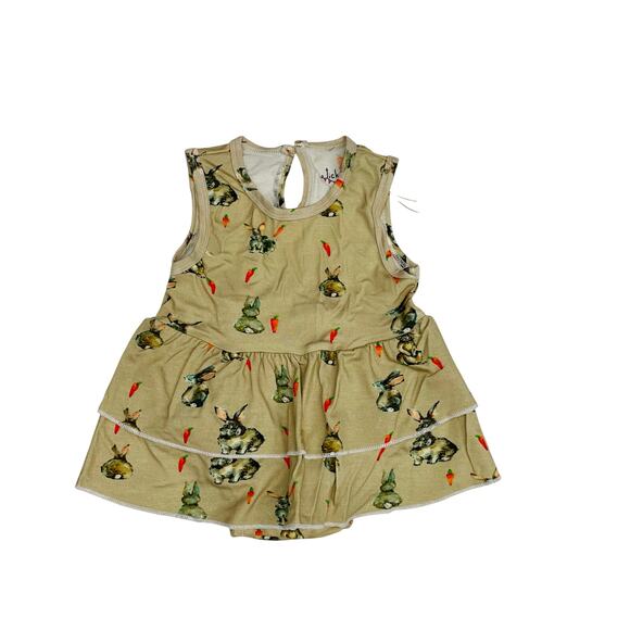 NWT Tickety-Boo 9/12M Spring Bunnies & Carrots Ruffled Dress - Picture 1 of 6